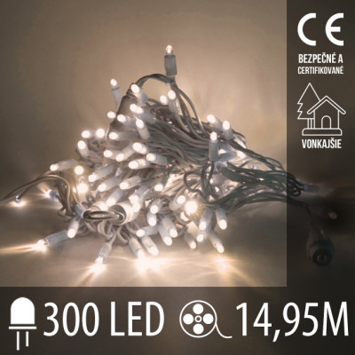 Vianočná LED svetelná reťaz vonkajšia - 300LED - 14,95M Teplá Biela