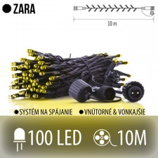 ZARA spojovateľná LED svetelná reťaz vonkajšia - 100LED - 10M Teplá biela