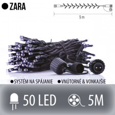 ZARA spojovateľná LED svetelná reťaz vonkajšia - 50LED - 5M Studená biela