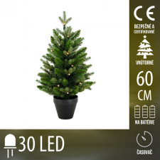 Umelý Vianočný stromček LED na batérie - 30LED - 60CM Teplá biela