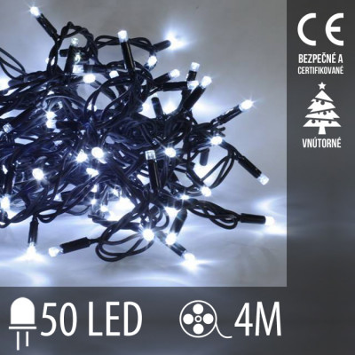 Vianočná LED svetelná reťaz vnútorná - 50LED - 4M Studená Biela