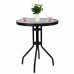 Springos Záhradný stolík 60cm - okrúhly - kov + sklo, čierny