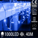 Vianočná led svetelná záclona vonkajšia - programy - časovač + diaľkový ovládač - 1000led - 40m modrá