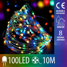 Vianočná led svetelná mikro reťaz vonkajšia + programator - 100led - 10m multicolour