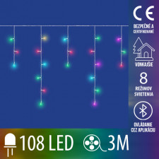 Vianočná led svetelná reťaz vonkajšia - SMART - programátor - 108led - 3m - RGB