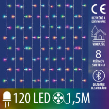 Vianočná led svetelná záclona vonkajšia - SMART - programátor - 120led - 1,5x2 m - RGB