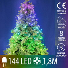 Vianočný led zväzok svietiacich reťazcov - SMART - programátor - 144led - 8x1,8m - RGB
