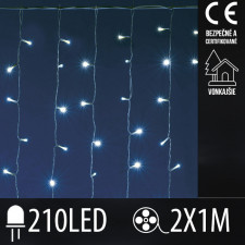 Vianočná led svetelná záclona vonkajšia - 210led - 1x2m studená biela