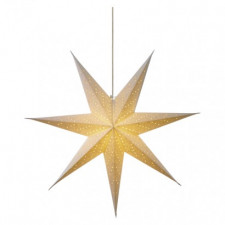 LED vianočná hviezda papierová biela, 75cm, 2× AA, teplá b.
