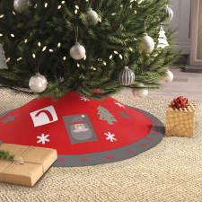 Koberček pod vianočný strom - 97 cm - polyester - sivý / červený