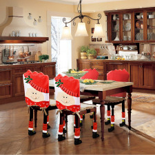 Vianočná dekorácia na stoličku sada - manželka mikuláša - 47 x 75 cm - biela/červená