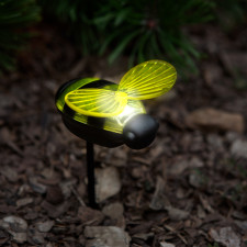 Zapichovacia solárna lampa - včielka -  8 x 6,5 x 14 cm - biela LED