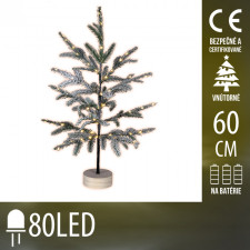 Umelý Vianočný stromček LED na batérie - 80LED - 60CM Teplá biela