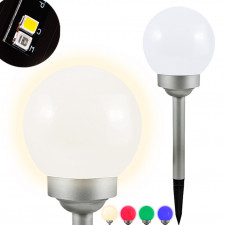 Solárna LED záhradná lampa WHITE BALL - 15cm - 3500K teplá biela + RGB - Polux