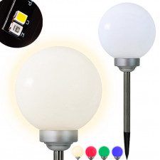 Solárna LED záhradná lampa WHITE BALL - 20cm - teplá biela + RGB - Polux