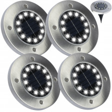 Záhradná solárna lampa - pozemná - sada 4ks - studená biela