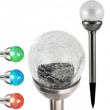 Solárne LED záhradné svietidlo zapichovacie GLASS Inox - 8 cm - Polux