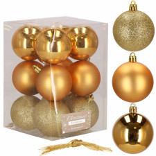Vianočné gule sada - 6cm - 12ks - zlaté