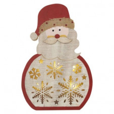 LED dekorácia drevená – Santa, 30 cm, 2x AAA, vnútorná, teplá biela, časovač
