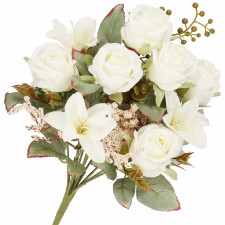 Springos Umelé kvety - 9 kvetov - 37 cm - biele