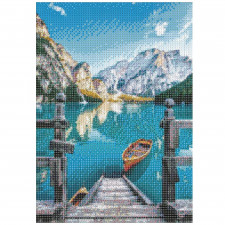 Diamantové maľovanie - výšivka - 30x40 cm - hory a jazero