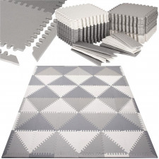 SPRINGOS Penové puzzle trojuholníky - 182x182cm - biela, sivá, grafit