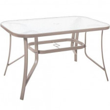 Springos Záhradný stolík 120x70x70cm - kov + sklo, sivý
