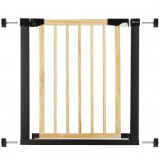 SPRINGOS Bezpečnostná bariérová zabrána pre schody a dvere - čierna/drevo - 75-82 cm