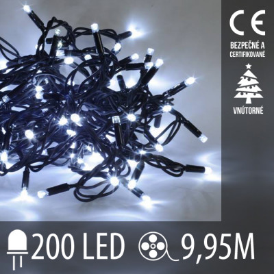 Vianočná LED svetelná reťaz vnútorná - 200LED - 9,95M Studená Biela