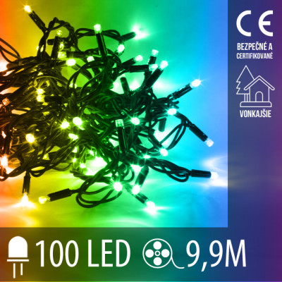 Vianočná LED svetelná reťaz vonkajšia - 100LED - 9,9M Multicolour