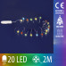 Vianočná LED svetelná mikro reťaz vnútorná na batérie - 20LED - 2M Multicolour