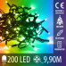 Vianočná LED svetelná reťaz na spájanie vnútorná + programy - 200LED - 9,90M Multicolour