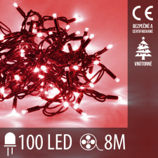 Vianočná LED svetelná reťaz vnútorná - 100LED - 8M Červená
