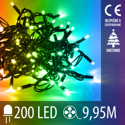 Vianočná LED svetelná reťaz vnútorná - 200LED - 9,95M Multicolour