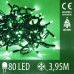 Vianočná LED svetelná reťaz vnútorná - 80LED - 3,95M Zelená