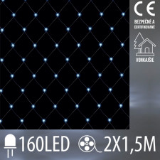 Vianočná LED svetelná sieť vonkajšia - 160LED - 2x1,5 m Studená biela