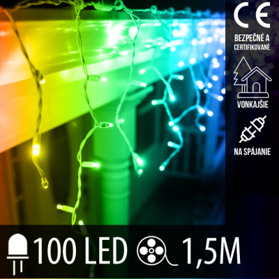 Vianočná LED svetelná záclona na spájanie vonkajšia 100LED - 1,5M Multicolour