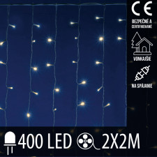 Vianočná LED svetelná záclona na spájanie vonkajšia - záves - 400LED - 2x2M Teplá biela