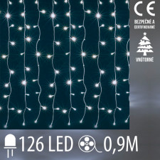 Vianočná LED svetelná záclona vnútorná - záves - 126LED - 0,9M Studená biela
