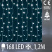 Vianočná LED svetelná záclona vnútorná - záves - 168LED - 1,2M Studená biela