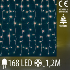 Vianočná LED svetelná záclona vnútorná - záves - 168LED - 1,2M Teplá biela