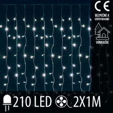 Vianočná LED svetelná záclona vonkajšia - záves - 210LED - 2x1M Studená biela