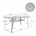 Záhradný stôl 150cm: kov + sklo - sivý